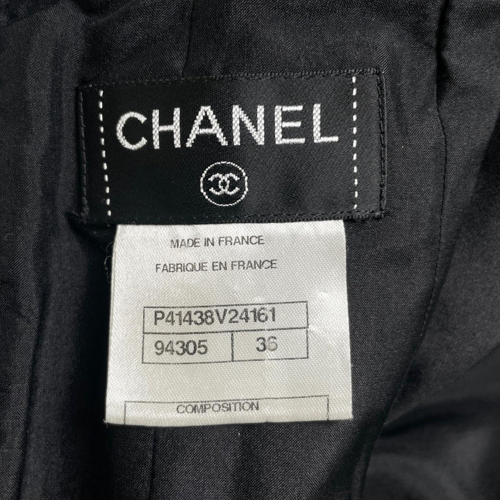 Great CHANEL Tight Skirt COCO Mark Button Knee Length black wool Women 36 P41438