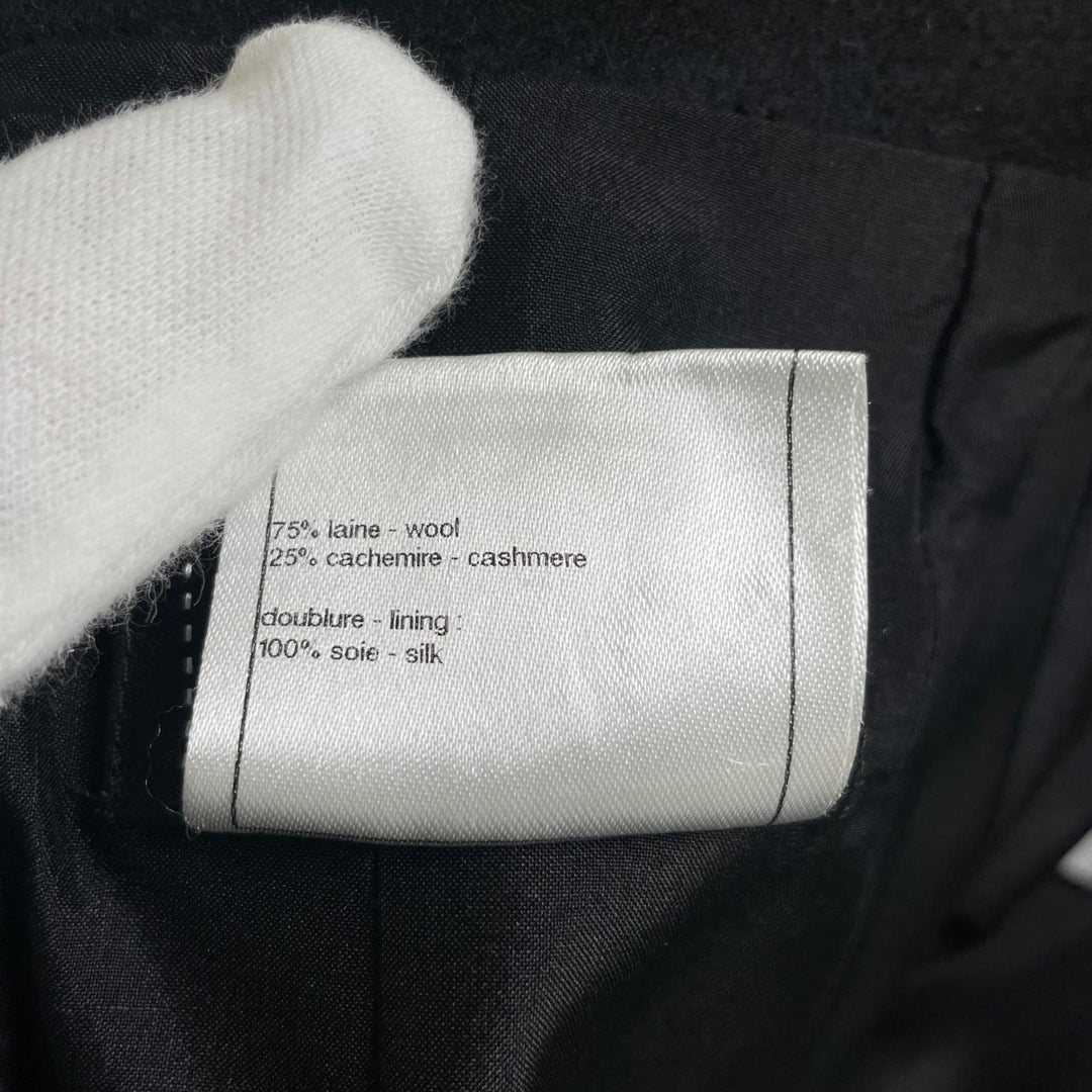 Great CHANEL Tight Skirt COCO Mark Button Knee Length black wool Women 36 P41438