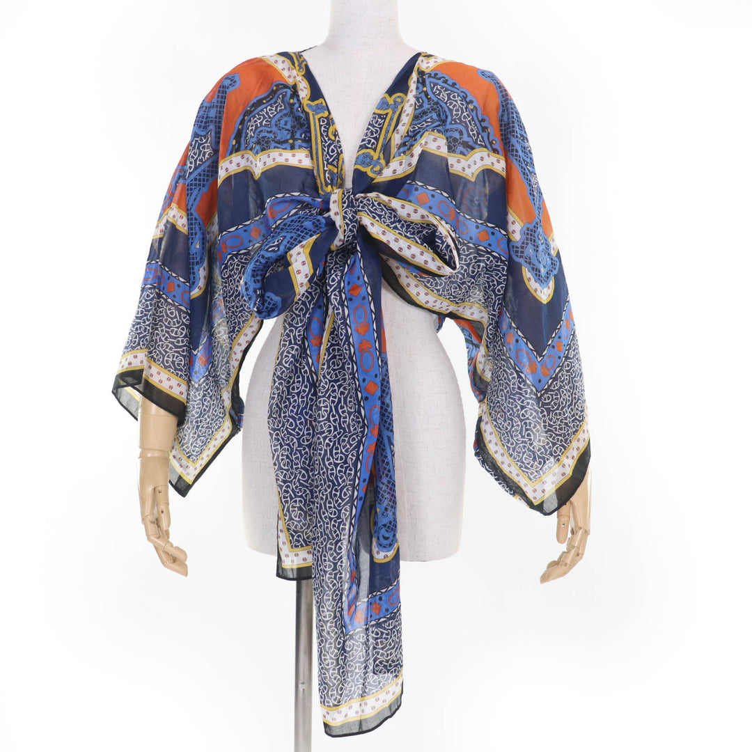 Pristine HERMES tops Mors et Gourmettes Chaine d'Ancre Beach Blouse multicolor38