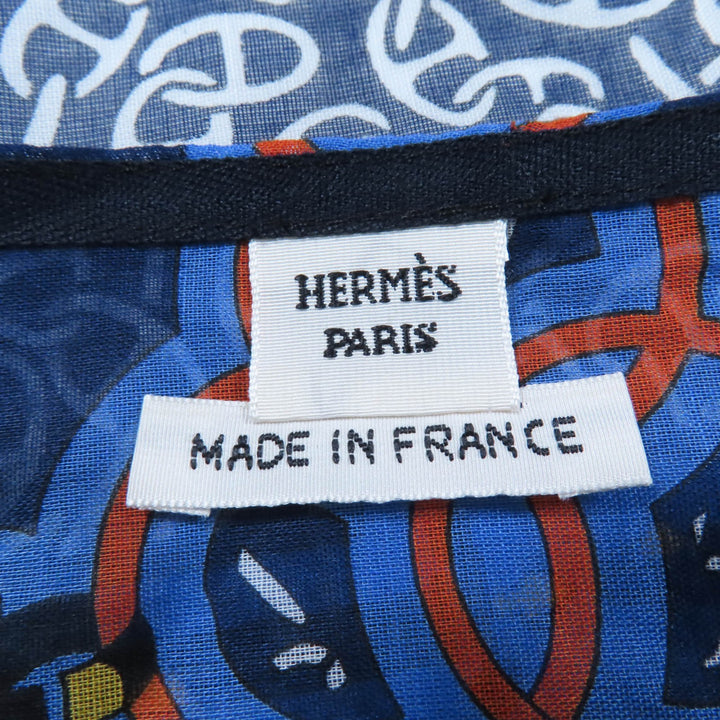 Pristine HERMES tops Mors et Gourmettes Chaine d'Ancre Beach Blouse multicolor38