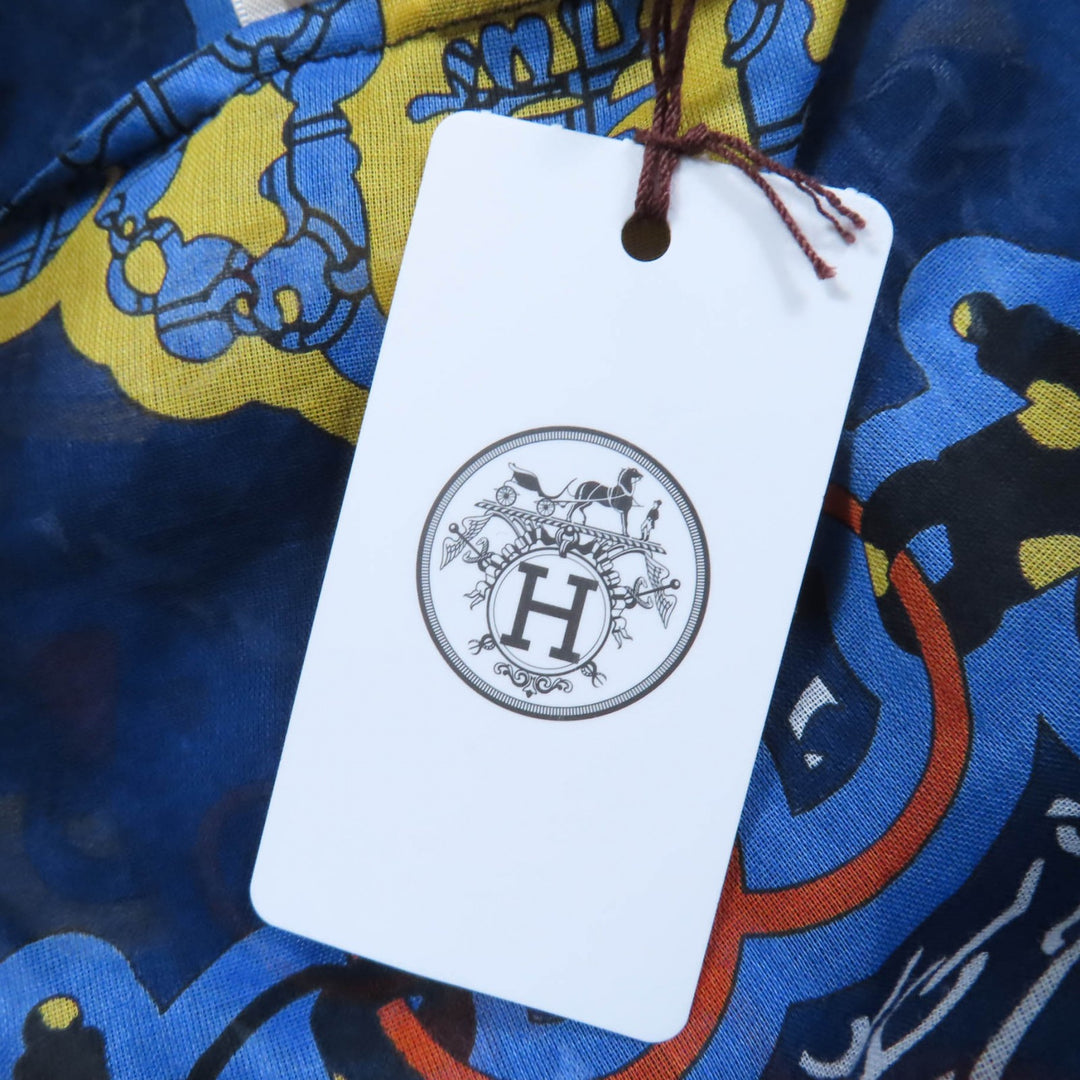 Pristine HERMES tops Mors et Gourmettes Chaine d'Ancre Beach Blouse multicolor38