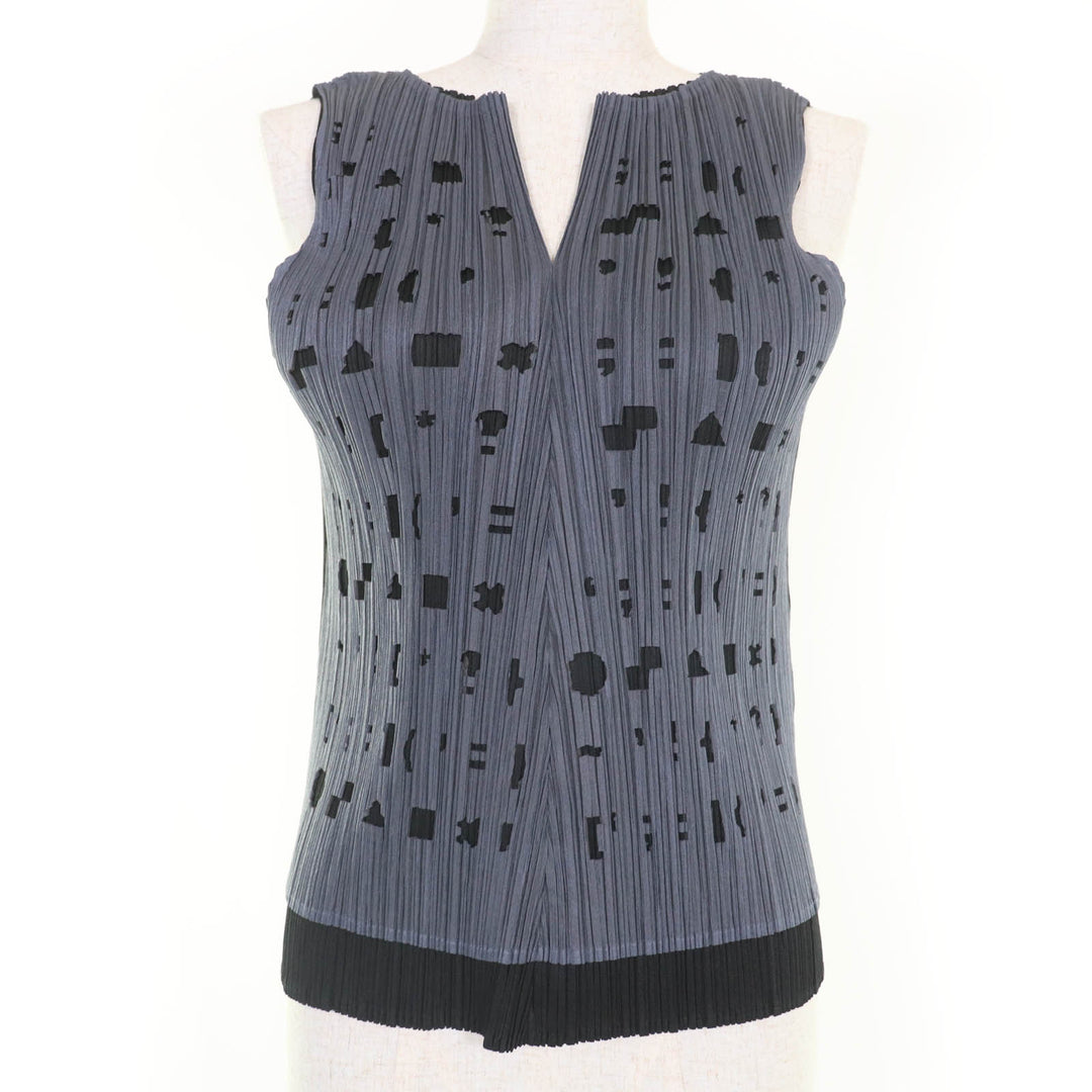 Excellent PLEATS PLEASE T-shirt Front design sleeveless Women 3 PP71-JK501