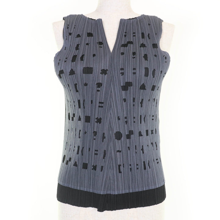 Excellent PLEATS PLEASE T-shirt Front design sleeveless Women 3 PP71-JK501