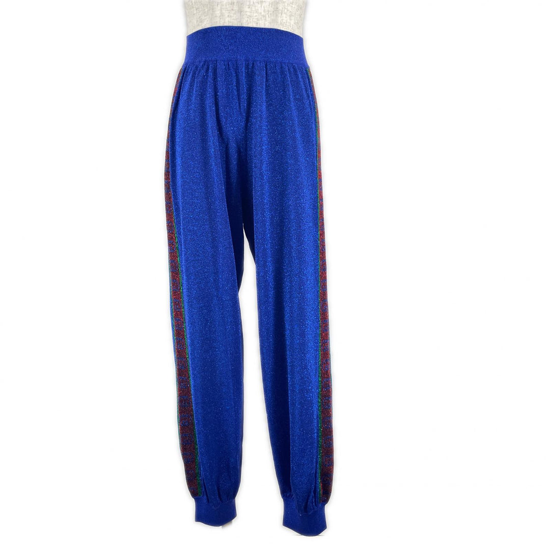 Excellent GUCCI Pants Interlocking G Web Line Lam Sweatpants blue wool Women XS