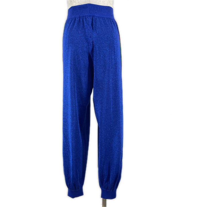 Excellent GUCCI Pants Interlocking G Web Line Lam Sweatpants blue wool Women XS 579764