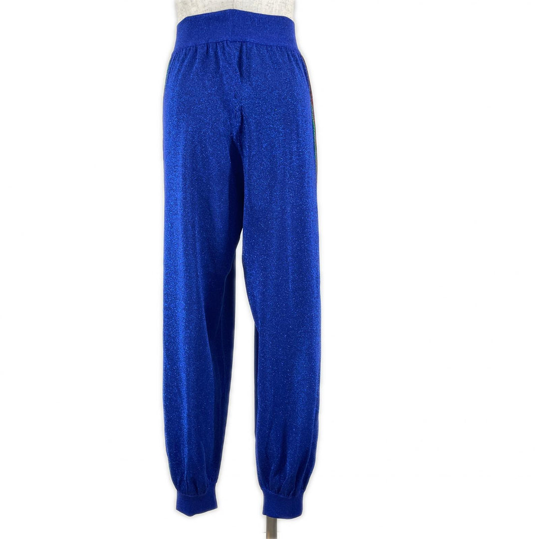 Excellent GUCCI Pants Interlocking G Web Line Lam Sweatpants blue wool Women XS