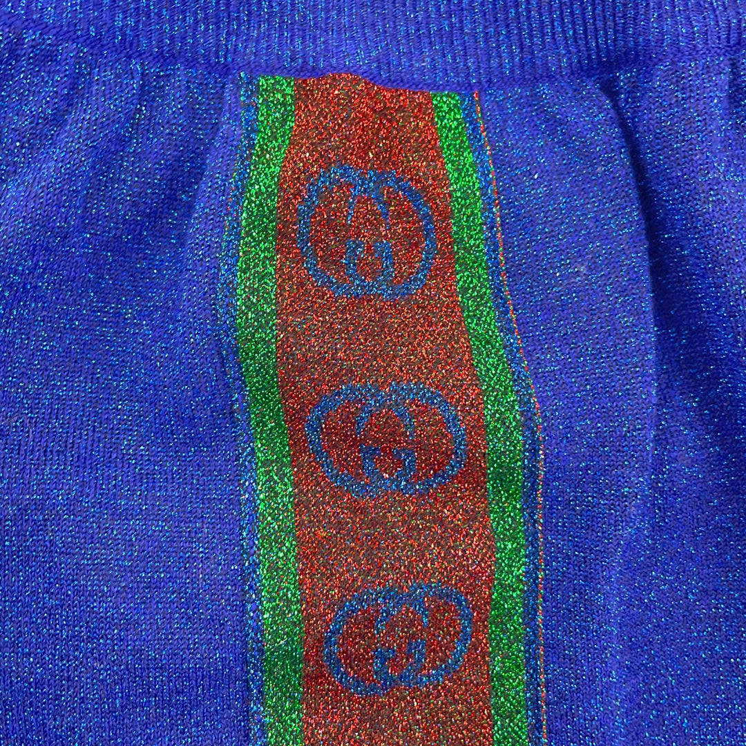 Excellent GUCCI Pants Interlocking G Web Line Lam Sweatpants blue wool Women XS