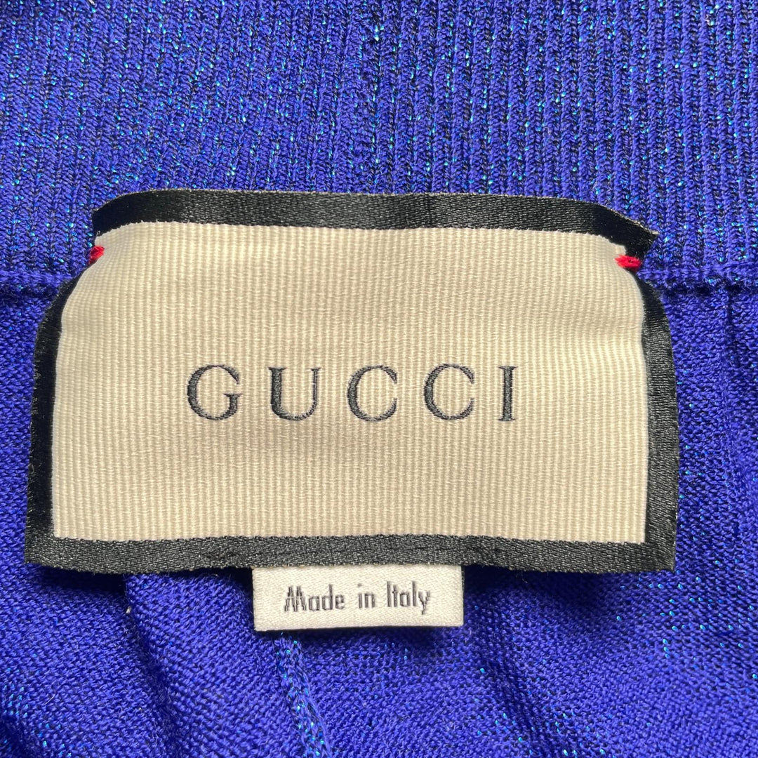 Excellent GUCCI Pants Interlocking G Web Line Lam Sweatpants blue wool Women XS 579764