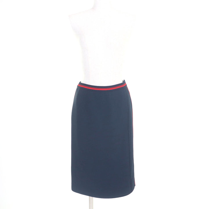 Excellent MIUMIU skirt Sideline Knee-length Navy red Viscose Women 38 MMG350
