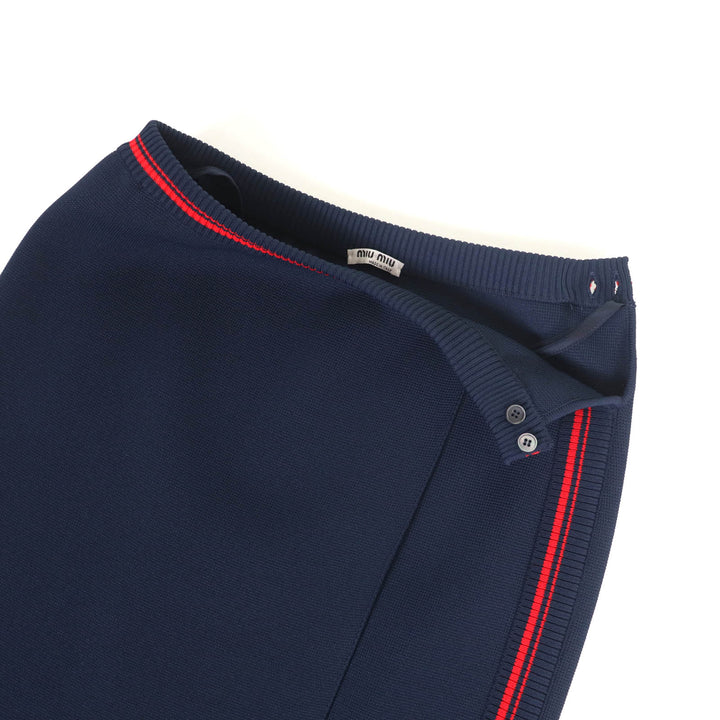 Excellent MIUMIU skirt Sideline Knee-length Navy red Viscose Women 38 MMG350