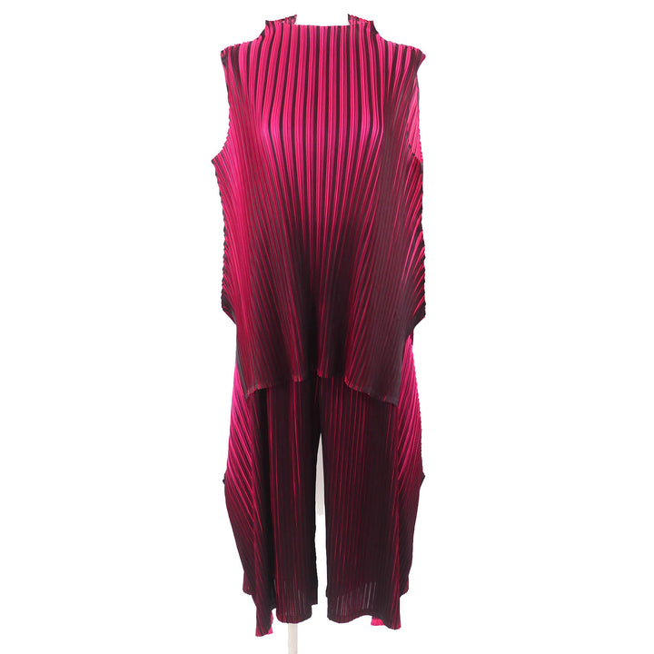 Excellent PLEATS PLEASE two-piece set black polyester PP83-JT541 PP83-JF542