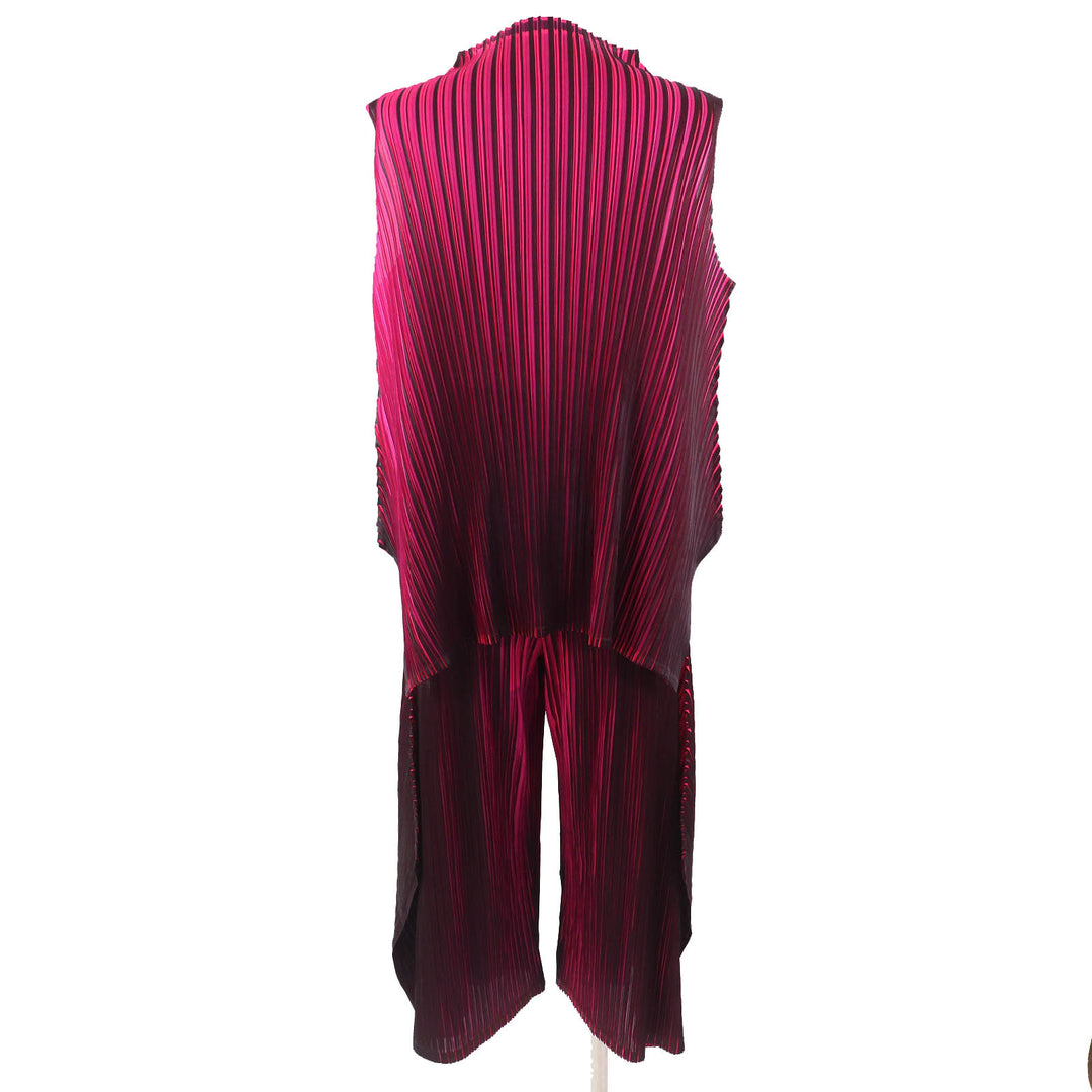 Excellent PLEATS PLEASE two-piece set black polyester PP83-JT541 PP83-JF542