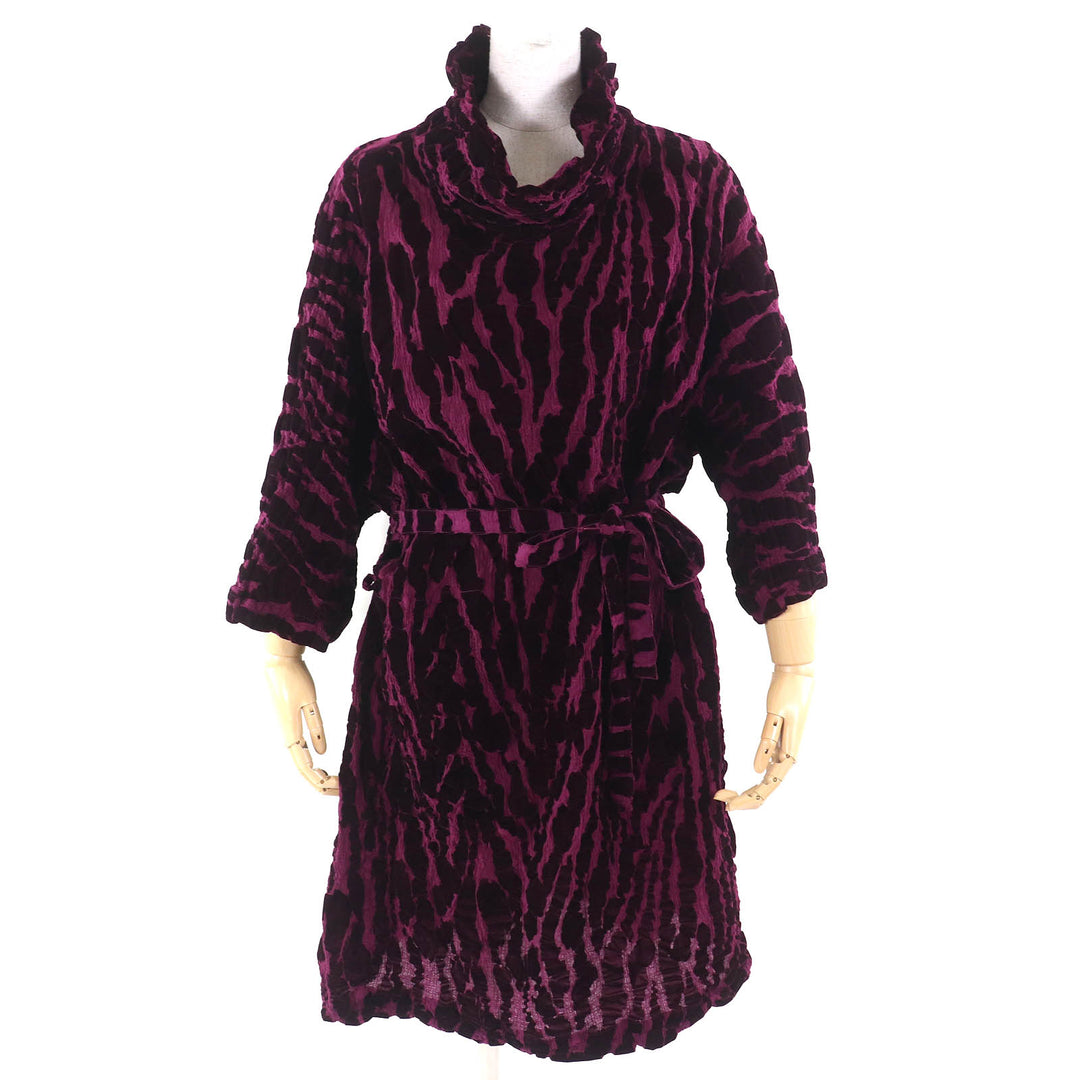 Excellent me ISSEY MIYAKE one piece All-over pattern design, belted, high neck, long