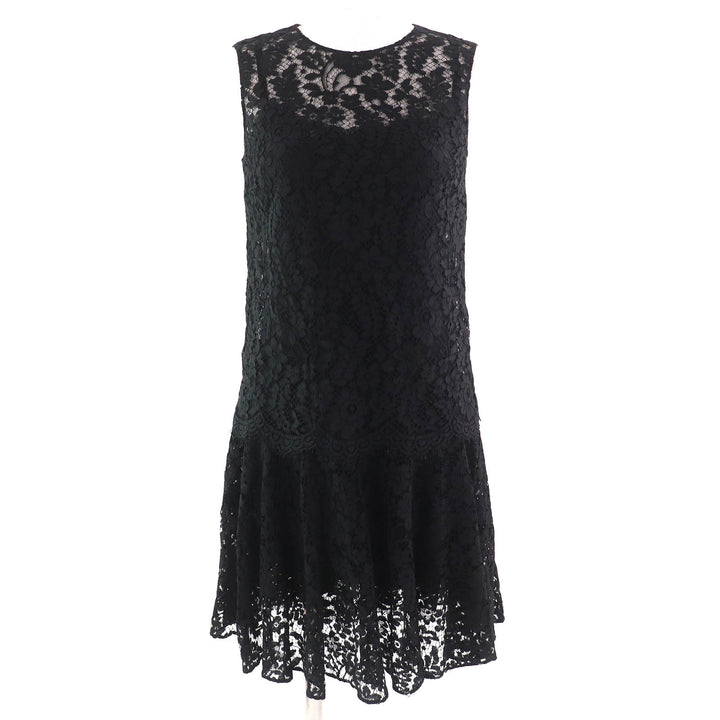 Excellent DOLCE&GABBANA one piece Black Tag Cutwork Lace Sleeveless black