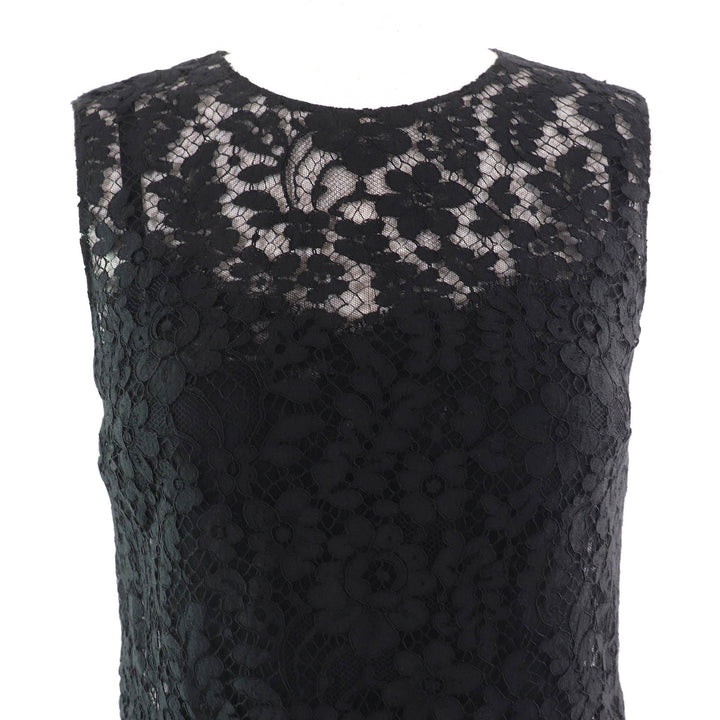 Excellent DOLCE&GABBANA one piece Black Tag Cutwork Lace Sleeveless black