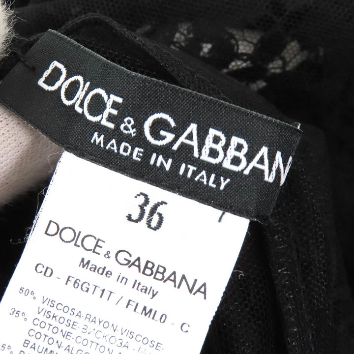 Excellent DOLCE&GABBANA one piece Black Tag Cutwork Lace Sleeveless black