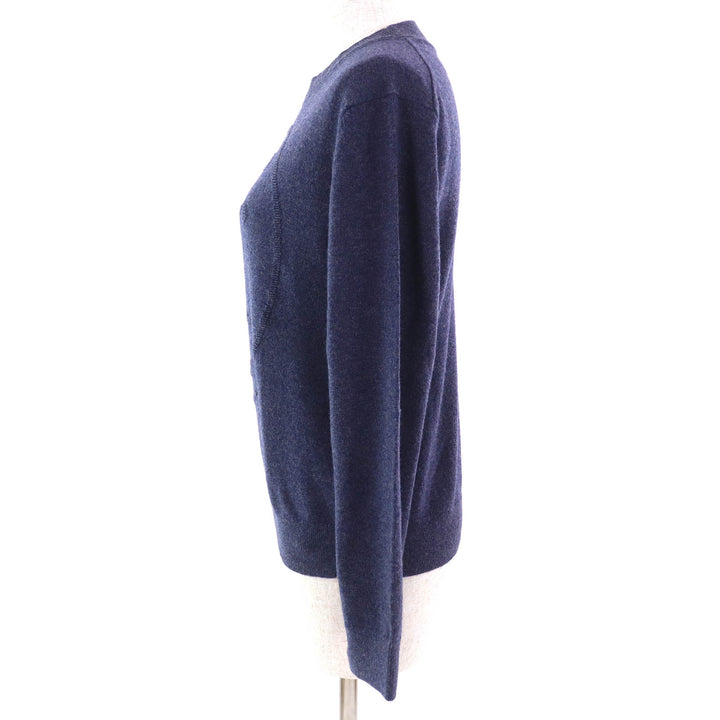 Pristine HERMES knit H-Lift Long Sleeve Knit Sweater Navy system cashmere Women