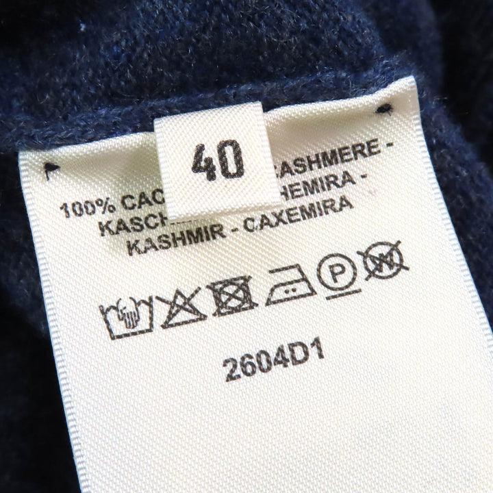 Pristine HERMES knit H-Lift Long Sleeve Knit Sweater Navy system cashmere Women