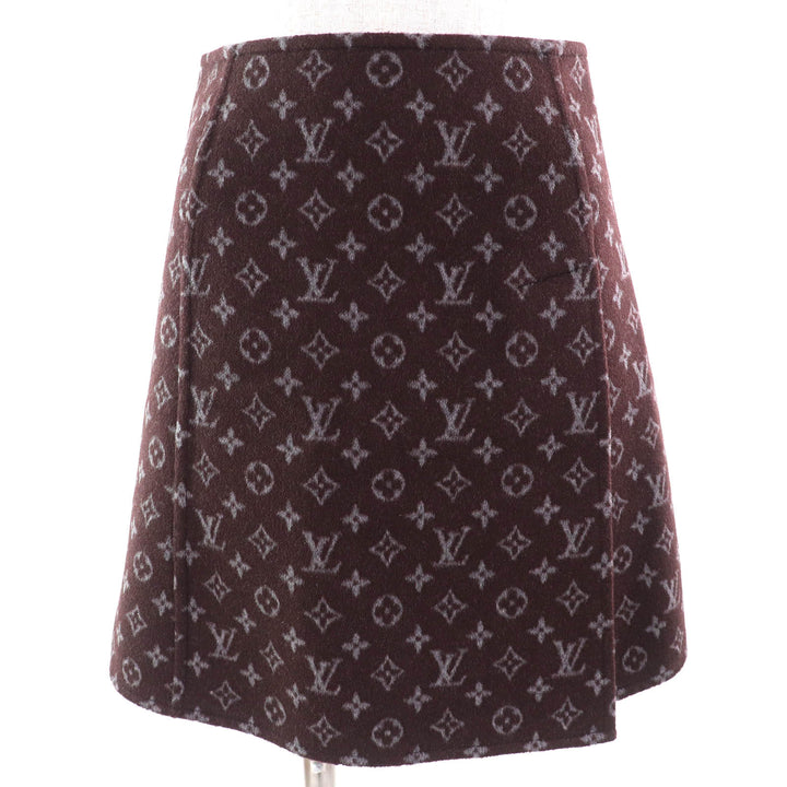 Excellent LOUIS VUITTON Mini skirt Monogram Martin Girl Logo button Brown gray 34 1A90Z6