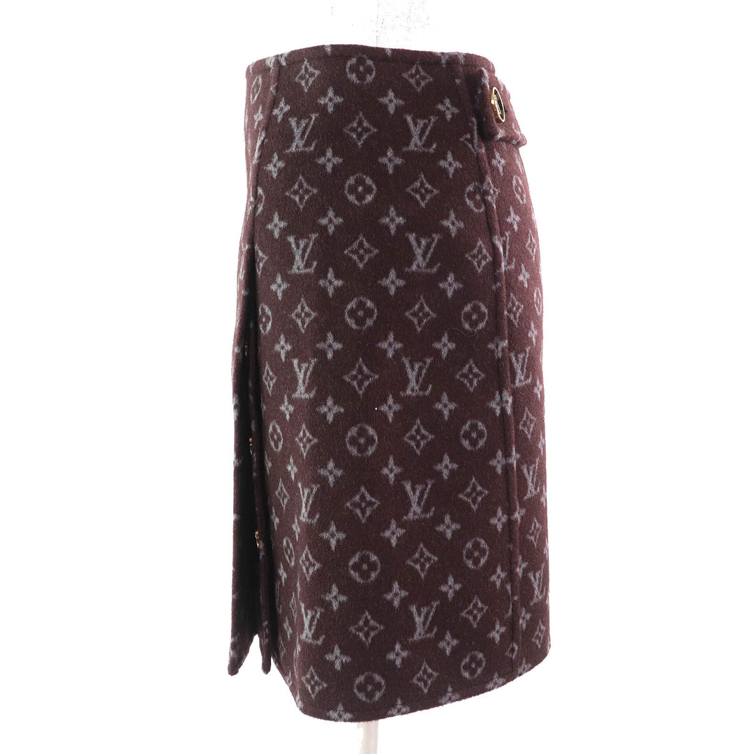 Excellent LOUIS VUITTON Mini skirt Monogram Martin Girl Logo button 34 1A90Z6