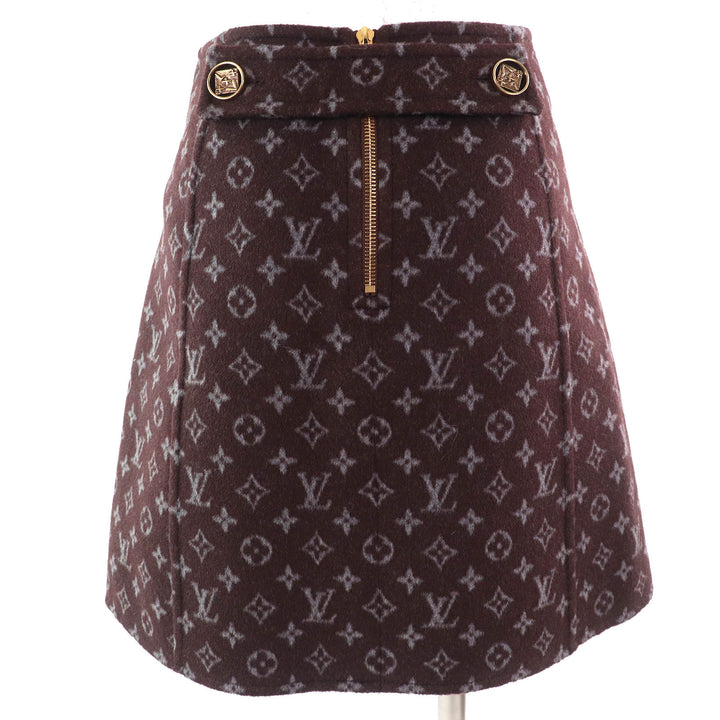 Excellent LOUIS VUITTON Mini skirt Monogram Martin Girl Logo button 34 1A90Z6