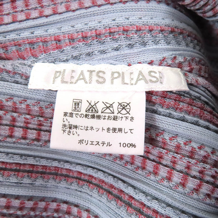 Excellent PLEATS PLEASE Tunic Stripe Pattern V-neck short sleeve dress Women 3
