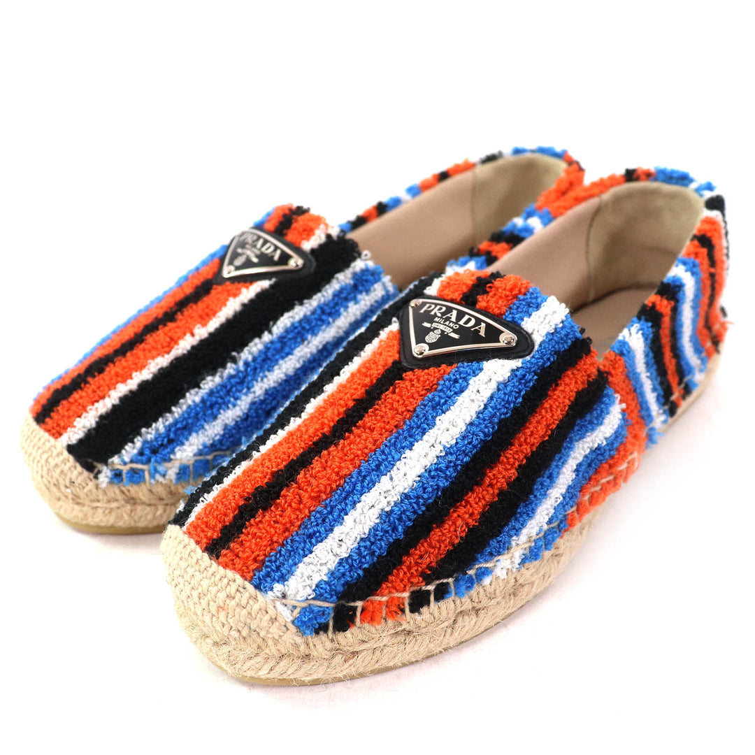 Pristine PRADA Slip-on Terry cloth Triangle logo espadrilles flats ARANCIO 36