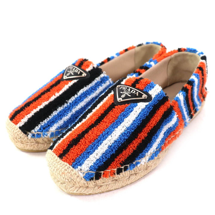 Pristine PRADA Slip-on Terry cloth Triangle logo espadrilles flats ARANCIO 36