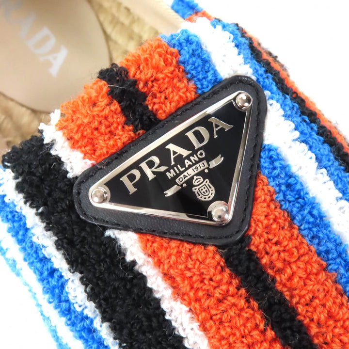 Pristine PRADA Slip-on Terry cloth Triangle logo espadrilles flats ARANCIO 36