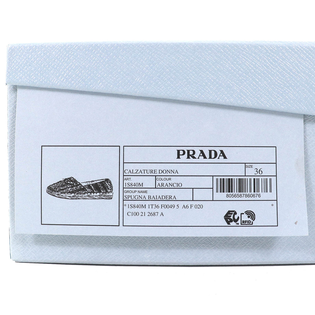 Pristine PRADA Slip-on Terry cloth Triangle logo espadrilles flats ARANCIO 36
