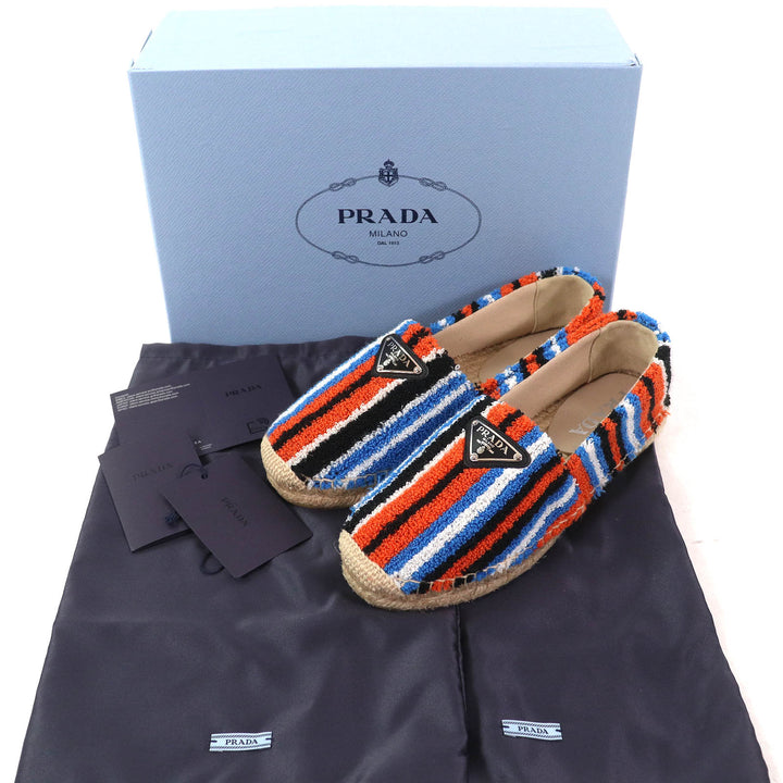 Pristine PRADA Slip-on Terry cloth Triangle logo espadrilles flats ARANCIO 36