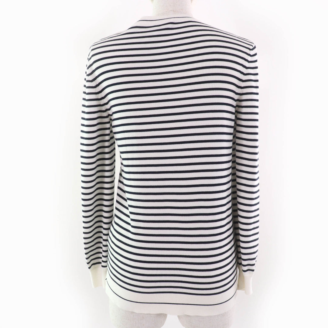 Excellent MONCLER knit Logo Border Pattern Long Sleeve Ivory black cotton Women