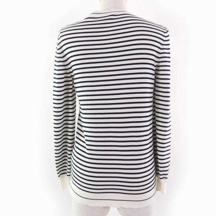 Excellent MONCLER knit Logo Border Pattern Long Sleeve Ivory black cotton Women