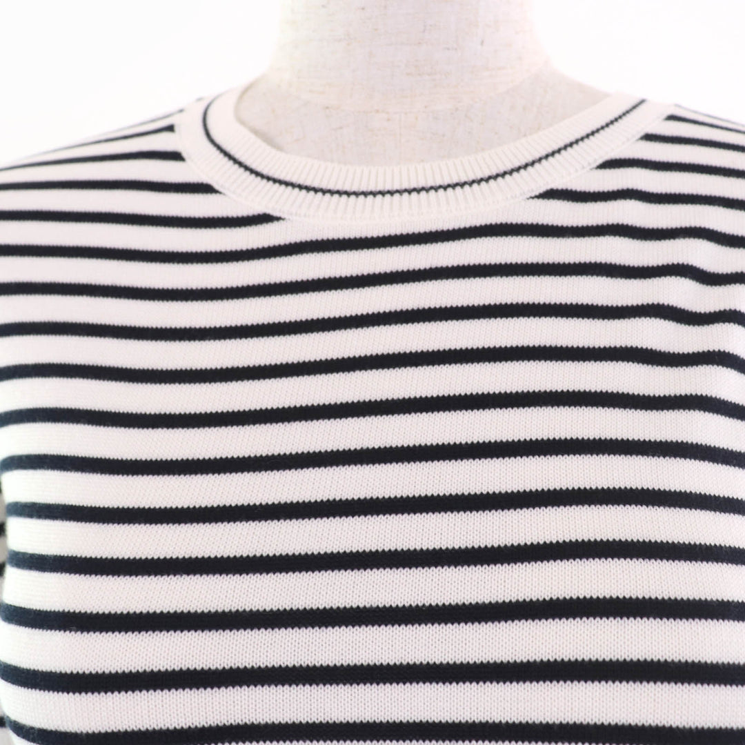 Excellent MONCLER knit Logo Border Pattern Long Sleeve Ivory black cotton Women
