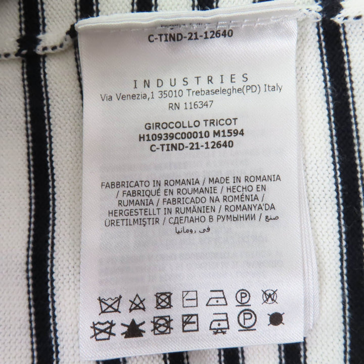Excellent MONCLER knit Logo Border Pattern Long Sleeve Ivory black cotton Women XS