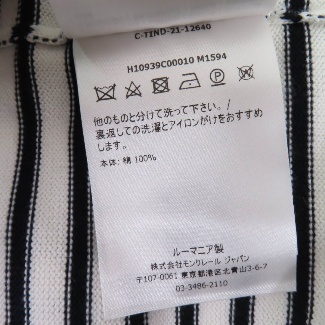 Excellent MONCLER knit Logo Border Pattern Long Sleeve Ivory black cotton Women