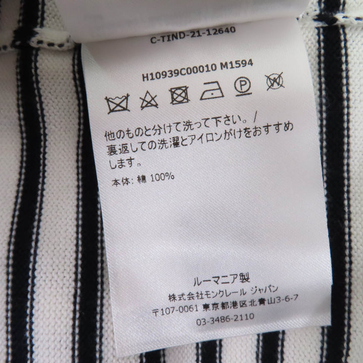 Excellent MONCLER knit Logo Border Pattern Long Sleeve Ivory black cotton Women
