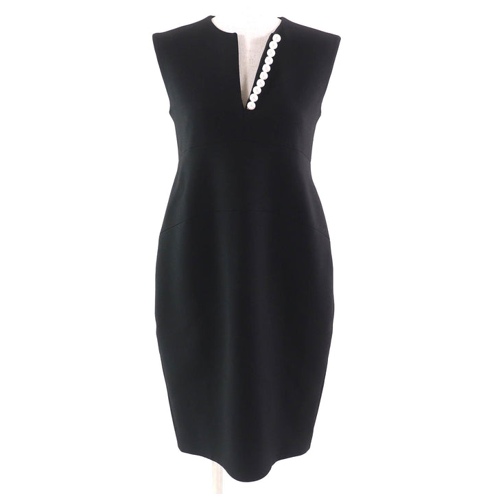 Excellent YOKO CHAN one piece Faux pearl sleeveless one piece dress black