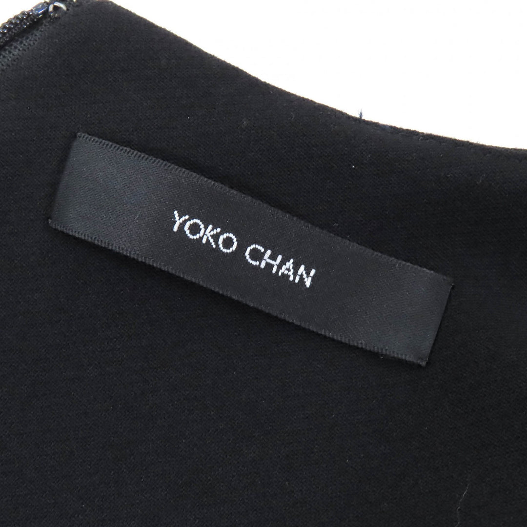 Excellent YOKO CHAN one piece Faux pearl sleeveless one piece dress black