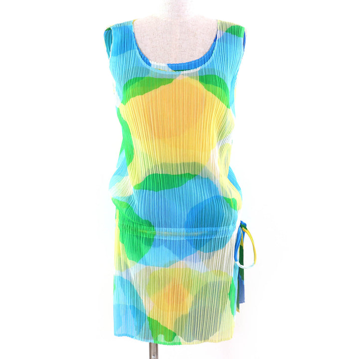 Excellent PLEATS PLEASE one piece Polka dot print sleeveless layered tunic 3