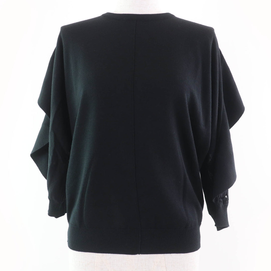 Great VALENTINO knit race switching black wool Women S QB2KC30M44A