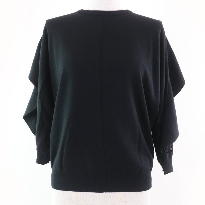 Great VALENTINO knit race switching black wool Women S QB2KC30M44A