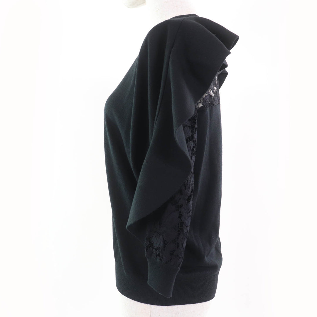 Great VALENTINO knit race switching black wool Women S QB2KC30M44A