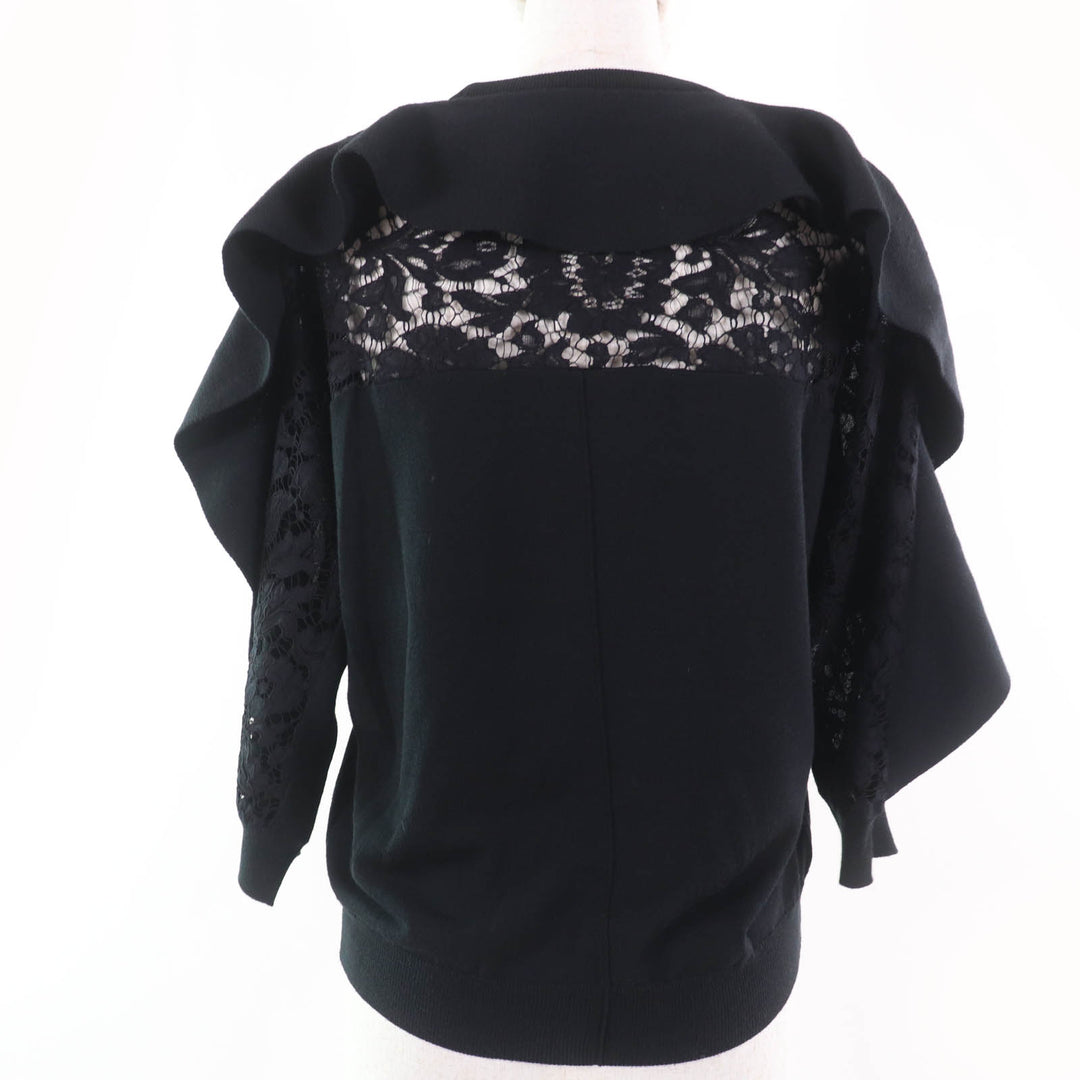 Great VALENTINO knit race switching black wool Women S QB2KC30M44A