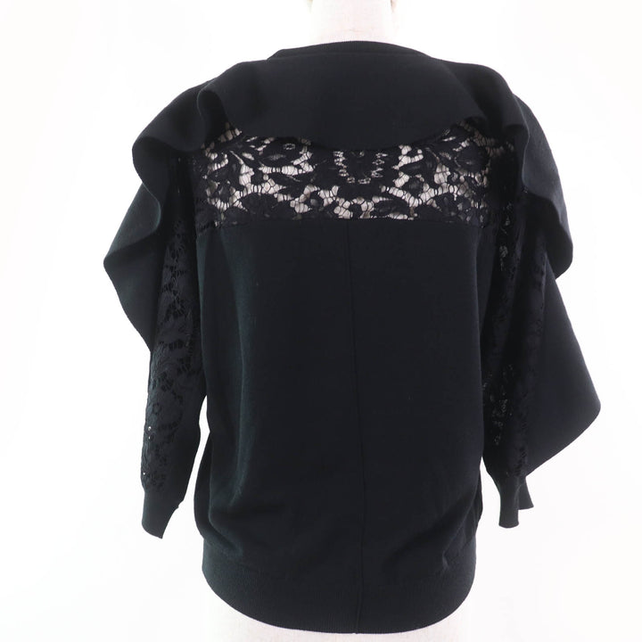 Great VALENTINO knit race switching black wool Women S QB2KC30M44A