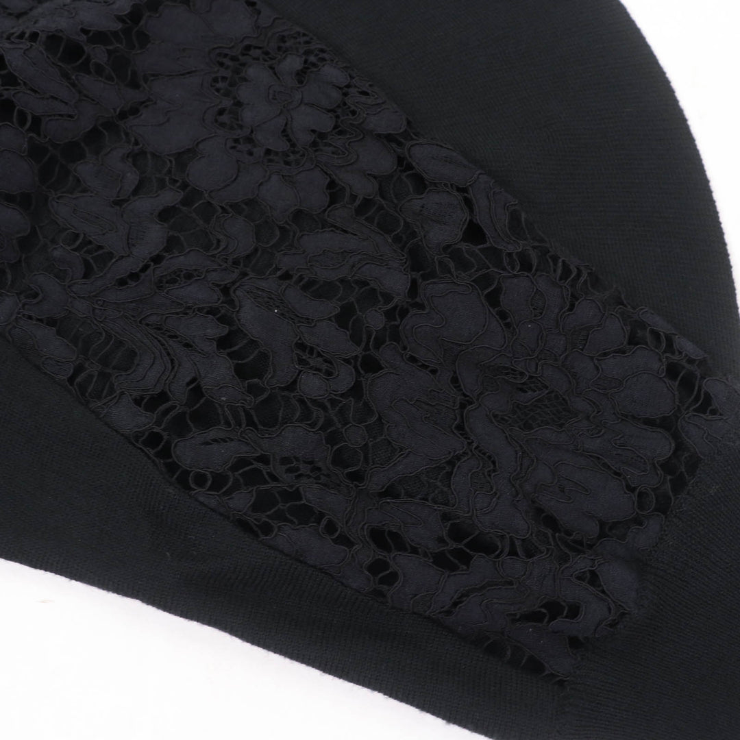 Great VALENTINO knit race switching black wool Women S QB2KC30M44A