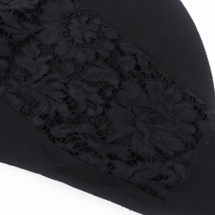 Great VALENTINO knit race switching black wool Women S QB2KC30M44A