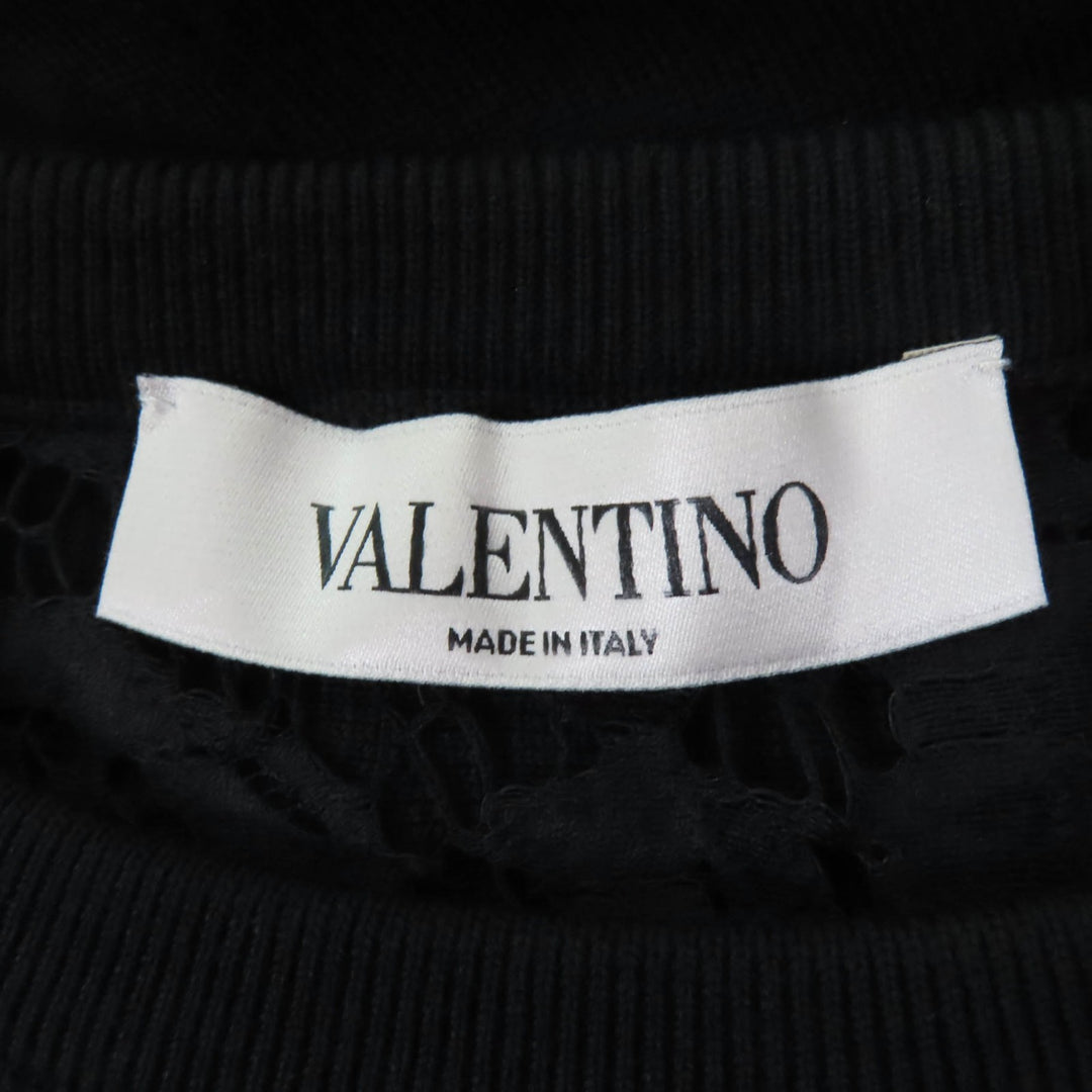 Great VALENTINO knit race switching black wool Women S QB2KC30M44A