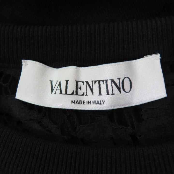 Great VALENTINO knit race switching black wool Women S QB2KC30M44A