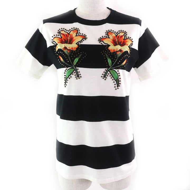 Excellent GUCCI Short sleeve T-shirt Mare Gothicum Flower Stud Border Pattern M